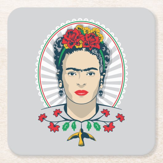 Frida Kahlo |  Floral Kartonnen Onderzetters (Voorkant)