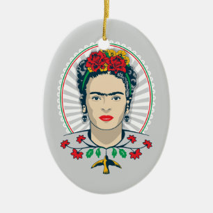 Frida Kahlo    Floral Keramisch Ornament