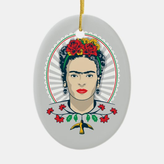 Frida Kahlo |  Floral Keramisch Ornament (Voorkant)