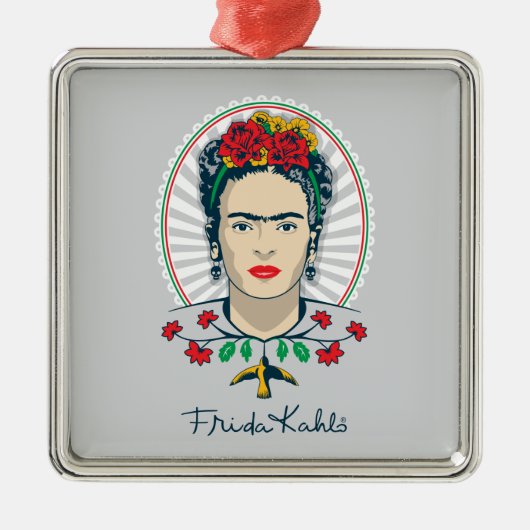Frida Kahlo |  Floral Metalen Ornament (Voorkant)