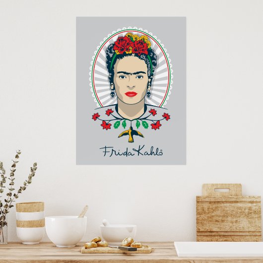 Frida Kahlo |  Floral Poster (Keuken)