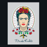 Frida Kahlo |  Floral Poster<br><div class="desc">Dit opvallende ontwerp is een ode aan Frida Kahlo, de iconische Mexicaanse schilder. Frida heeft miljoenen beïnvloed door haar brutale en onthullende zelfportretten geïnspireerd door haar cultuur, haar lijden en haar sterke politieke overtuigingen. Deze gedurfde inspirerend volkskunst show de iconische kunstenaar met een florale hoofdband tegen een kleurrijke achtergrond. �...</div>