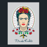 Frida Kahlo |  Floral Poster<br><div class="desc">Dit opvallende ontwerp is een ode aan Frida Kahlo, de iconische Mexicaanse schilder. Frida heeft miljoenen beïnvloed door haar brutale en onthullende zelfportretten geïnspireerd door haar cultuur, haar lijden en haar sterke politieke overtuigingen. Deze gedurfde inspirerend volkskunst show de iconische kunstenaar met een florale hoofdband tegen een kleurrijke achtergrond. �...</div>