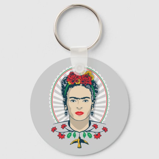 Frida Kahlo |  Floral Sleutelhanger (Voorkant)