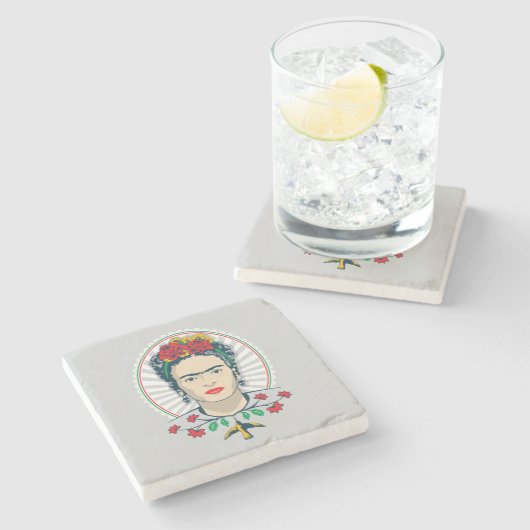 Frida Kahlo | Floral Stenen Onderzetter (Zijkant)