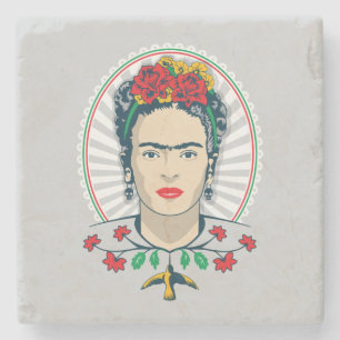 Frida Kahlo    Floral Stenen Onderzetter