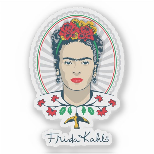 Frida Kahlo |  Floral Sticker (Voorkant)