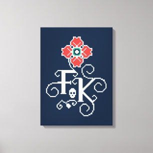 Frida Kahlo   Floral Tribute Canvas Afdruk