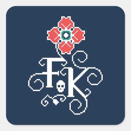 Frida Kahlo | Floral Tribute Vierkante Sticker (Voorkant)