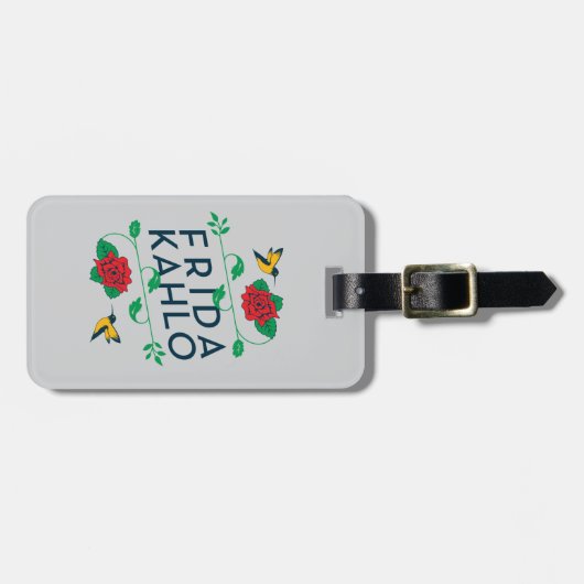 Frida Kahlo | Floral Typografie Bagagelabel (Voorkant horizontaal)