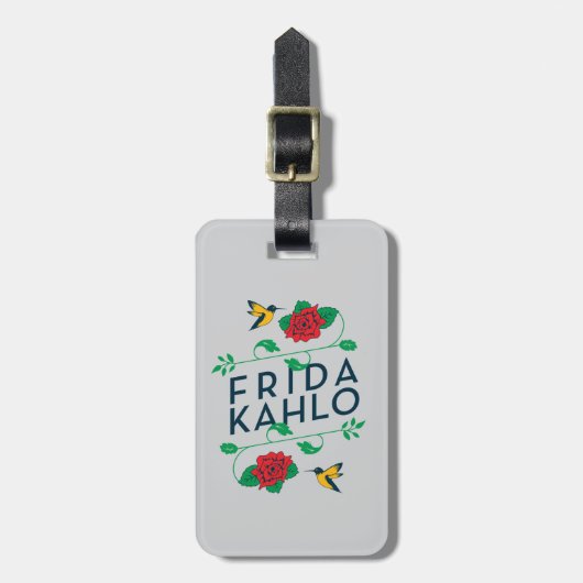 Frida Kahlo | Floral Typografie Bagagelabel (Voorkant verticaal)