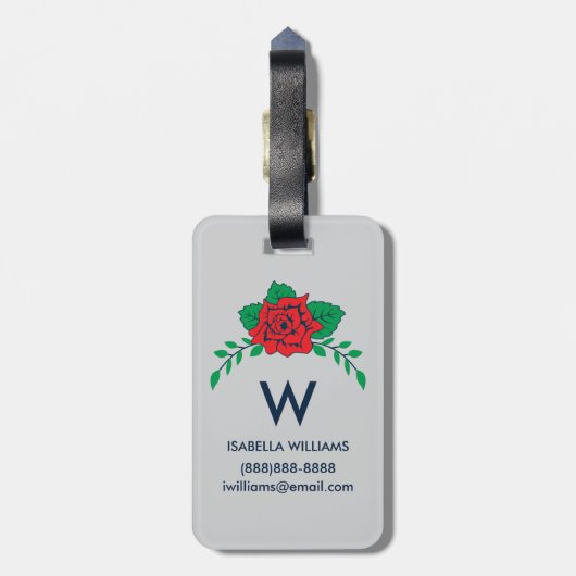 Frida Kahlo | Floral Typografie Bagagelabel (Achterkant verticaal)