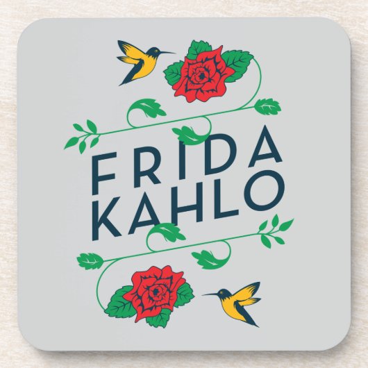 Frida Kahlo | Floral Typografie Bier Onderzetter (Voorkant)
