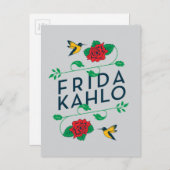 Frida Kahlo | Floral Typografie Briefkaart (Voorkant / Achterkant)