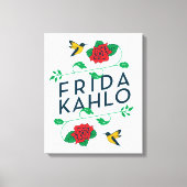 Frida Kahlo | Floral Typografie Canvas Afdruk (Voorkant)