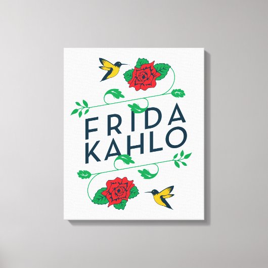 Frida Kahlo | Floral Typografie Canvas Afdruk (Voorkant)