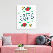 Frida Kahlo | Floral Typografie Canvas Afdruk (Insitu (Woonkamer))