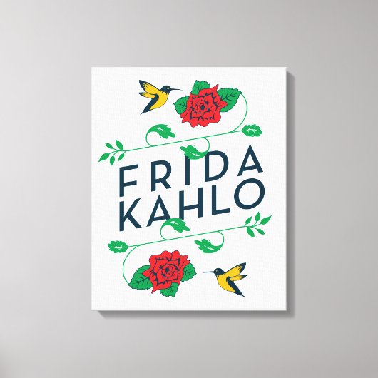Frida Kahlo | Floral Typografie Canvas Afdruk (Voorkant)