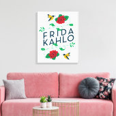 Frida Kahlo | Floral Typografie Canvas Afdruk (Insitu (Woonkamer))