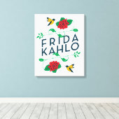 Frida Kahlo | Floral Typografie Canvas Afdruk (Insitu (Houten vloer))