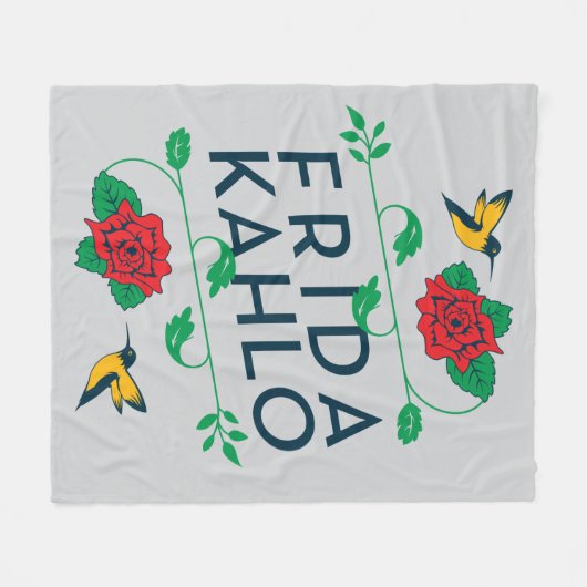 Frida Kahlo | Floral Typografie Fleece Deken (Voorkant (Horizontaal))