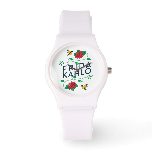 Frida Kahlo | Floral Typografie Horloge (Voorkant)