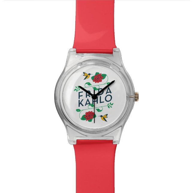 Frida Kahlo | Floral Typografie Horloge (Close Up)