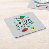 Frida Kahlo | Floral Typografie Kartonnen Onderzetters (Schuin)