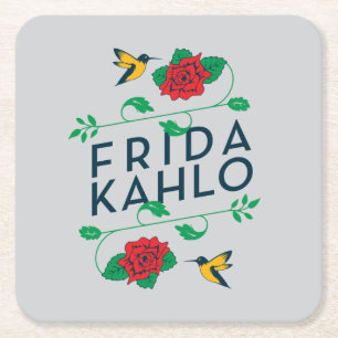 Frida Kahlo   Floral Typografie Kartonnen Onderzetters