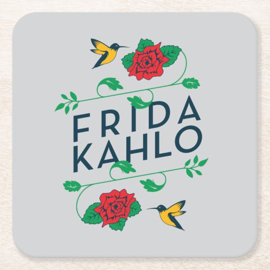 Frida Kahlo | Floral Typografie Kartonnen Onderzetters (Voorkant)