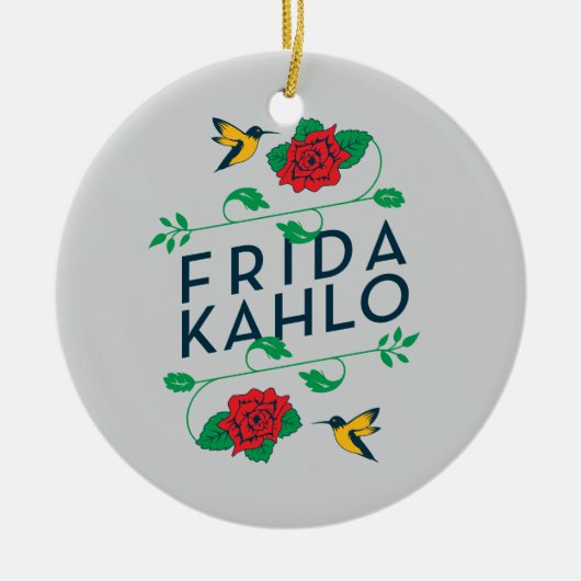 Frida Kahlo | Floral Typografie Keramisch Ornament (Voorkant)