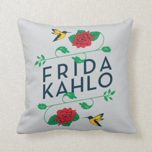 Frida Kahlo   Floral Typografie Kussen