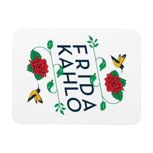 Frida Kahlo | Floral Typografie Magneet (Horizontaal)