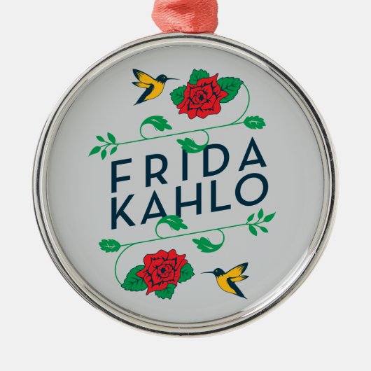 Frida Kahlo | Floral Typografie Metalen Ornament (Voorkant)