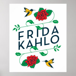 Frida Kahlo   Floral Typografie Poster