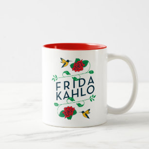 Frida Kahlo Floral Typografie Tweekleurige Koffiemok
