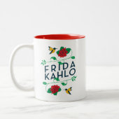 Frida Kahlo | Floral Typografie Tweekleurige Koffiemok (Links)