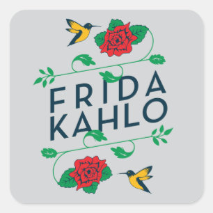 Frida Kahlo Floral Typografie Vierkante Sticker