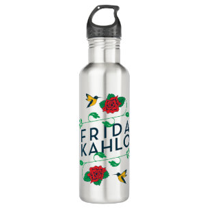 Frida Kahlo Floral Typografie Waterfles