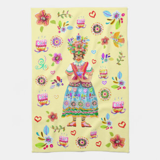 Frida Kahlo Flower Folk Art Inspiration Theedoek