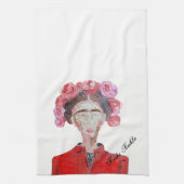 Frida Kahlo Freedom Woman Colorful Original Face Theedoek (Verticaal)