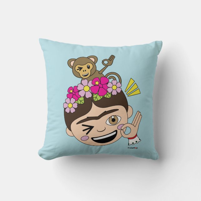 Frida Kahlo | FridaMoji - A OK Kussen (Voorkant)