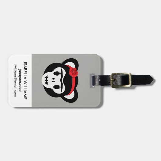 Frida Kahlo | FridaMoji - Dag van de dode aap Bagagelabel (Voorkant horizontaal)