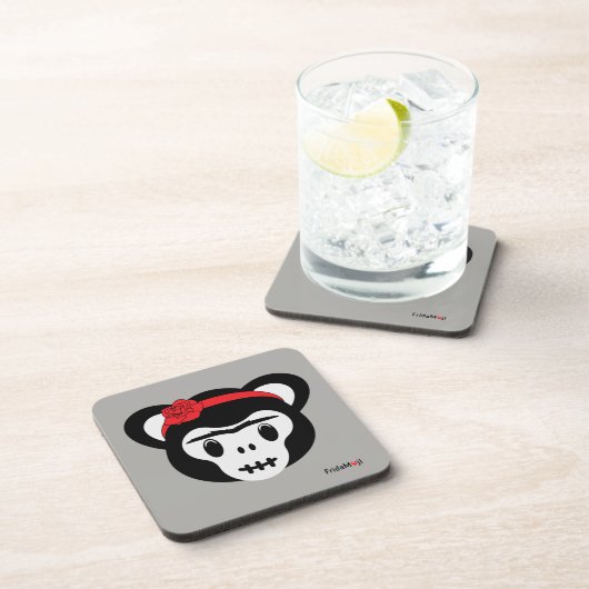 Frida Kahlo | FridaMoji - Dag van de dode aap Bier Onderzetter (Rechterzijde)