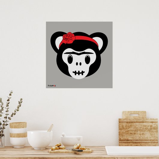 Frida Kahlo | FridaMoji - Dag van de dode aap Poster (Keuken)