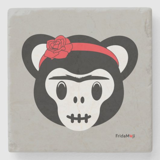 Frida Kahlo | FridaMoji - Dag van de dode aap Stenen Onderzetter (Voorkant)