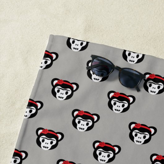 Frida Kahlo | FridaMoji - Dag van de dode aap Strandlaken (In situ)