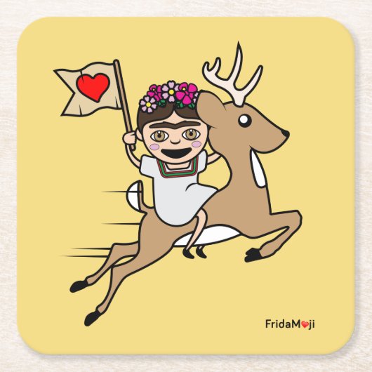 Frida Kahlo | FridaMoji - Reindeer Kartonnen Onderzetters (Voorkant)