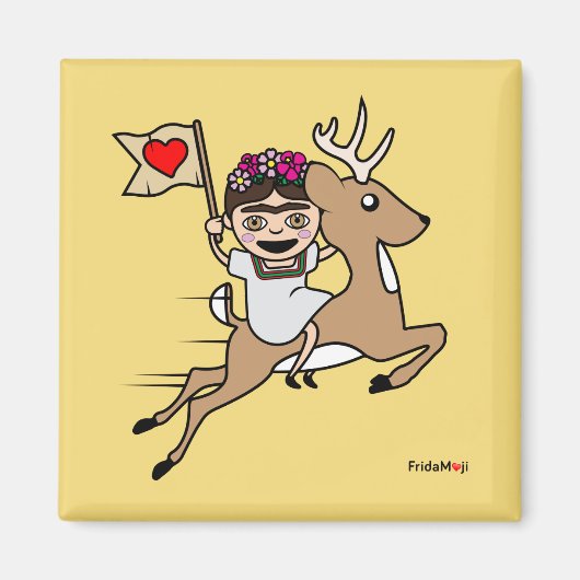 Frida Kahlo | FridaMoji - Reindeer Magneet (Voorkant)