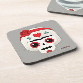 Frida Kahlo | FridaMoji - Sugar Skull Bier Onderzetter (Linkerzijde)